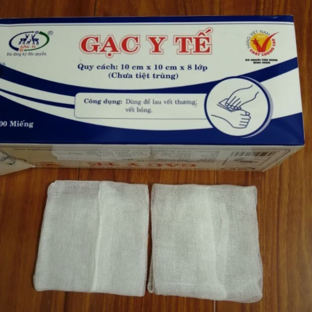 Gạc y tế 10x10x8 lớp Đông Pha, gạc đắp mặt nạ