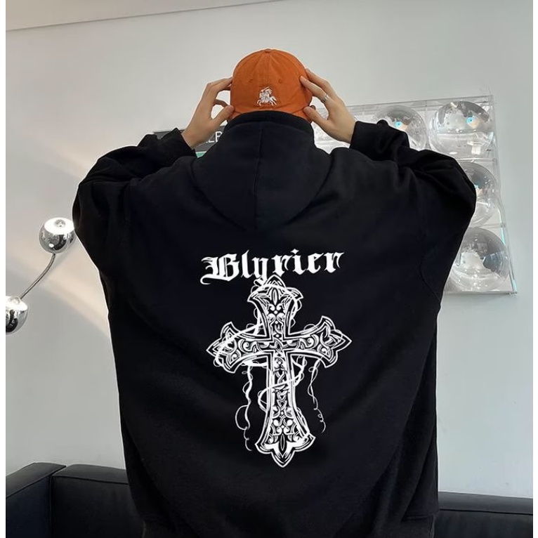Áo hoodie nam Thời Trang vintage thập tự giá in  áo hoodie unisex form rộng