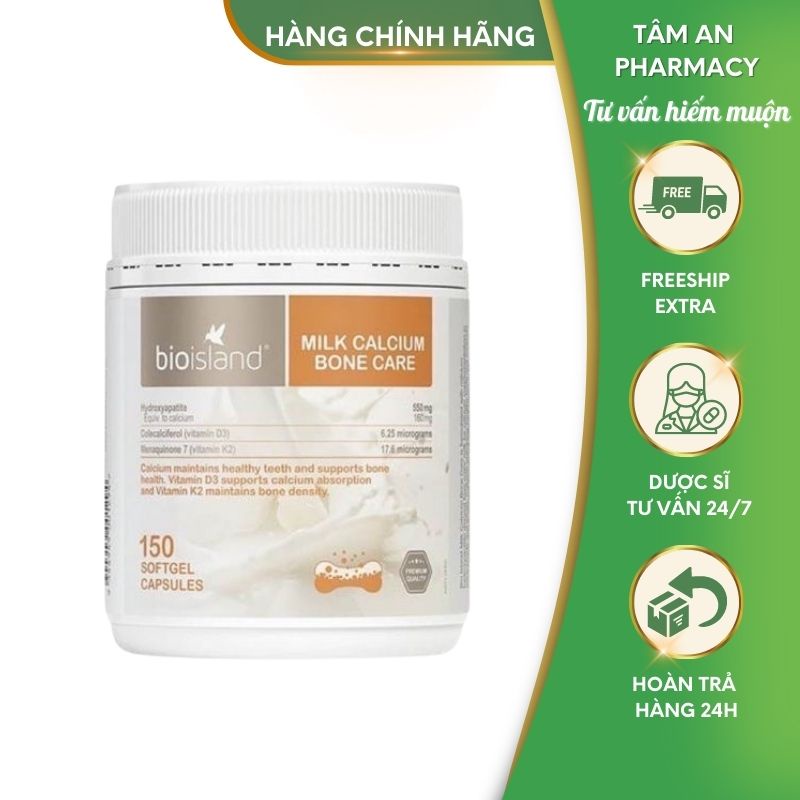 Viên Uống Canxi sữa cho người lớn Bio Island Milk Calcium Bone Care, 150 viên - Nhà thuốc Tâm An