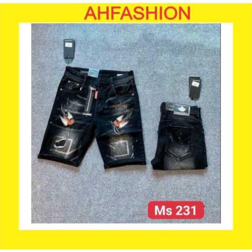 Quần short jean nam,quần jean nam ngắn rách thêu chim khóa lệch mẫu mới cao cấp *