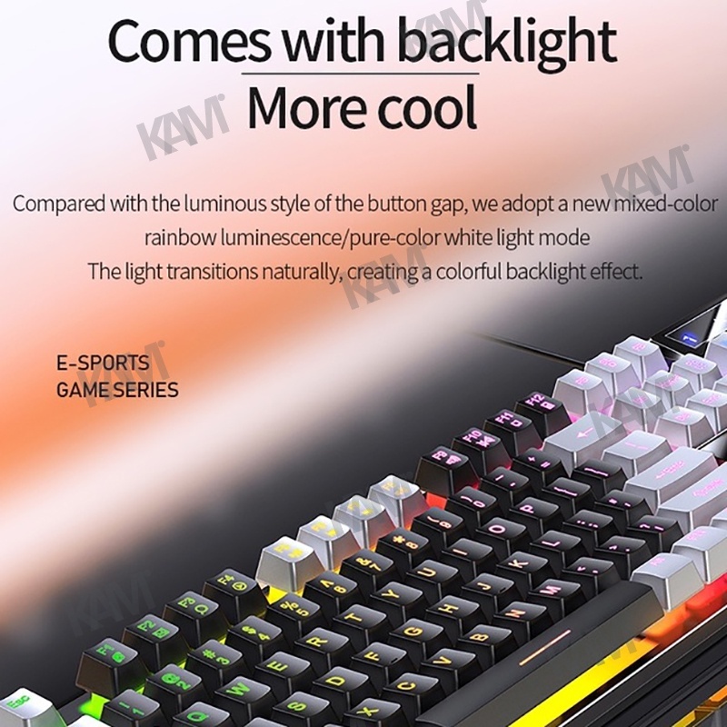 Bàn Phím Chơi game Kam K500 104 Phím Có Đèn Nền Trắng / Đen Chuyên Dụng Cho notebook