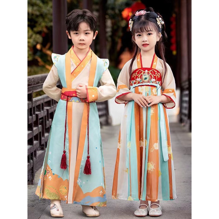 Bộ Hán Phục Thời Trang Xuân Thu 2022 Phong Cách Trung Hoa Cổ Điển Mới Cho Bé Trai Và Bé Gái