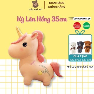 Gấu bông ngựa pony vải miniso cao cấp, Thú bông kì lân hồng 1 sừng Unicorn Dễ Thương - Mít Teddy