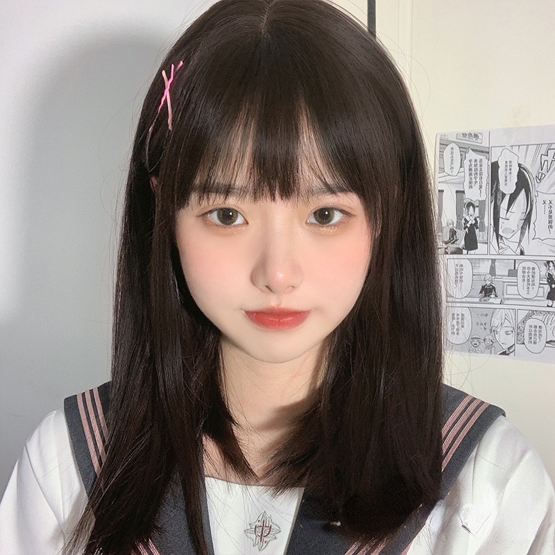 Tóc Giả Thẳng Dài Ngang Vai Màu Đen / Nâu Phong Cách Lolita Cho Nữ