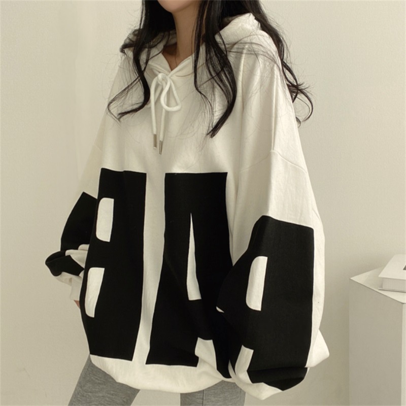Áo Hoodie Dáng Rộng In Chữ Phong Cách Hàn Quốc Thời Trang Xuân Thu Cho Nữ