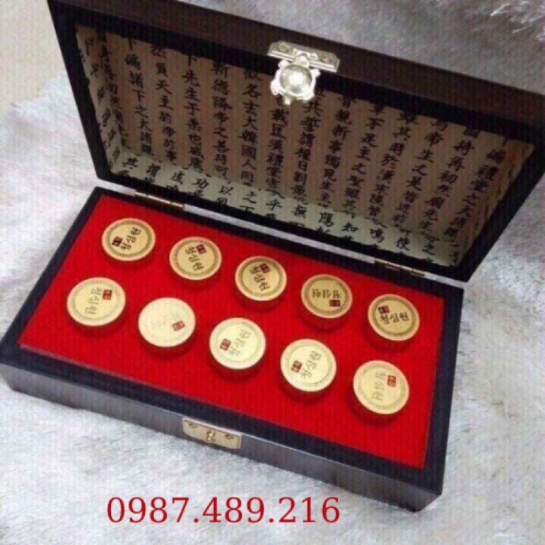 [DATE MỚI 2025] An cung ngưu hoàng hoàn Hàn Quốc hộp gỗ nâu, Hộp 10 viên [ Hàng Mới Về ]