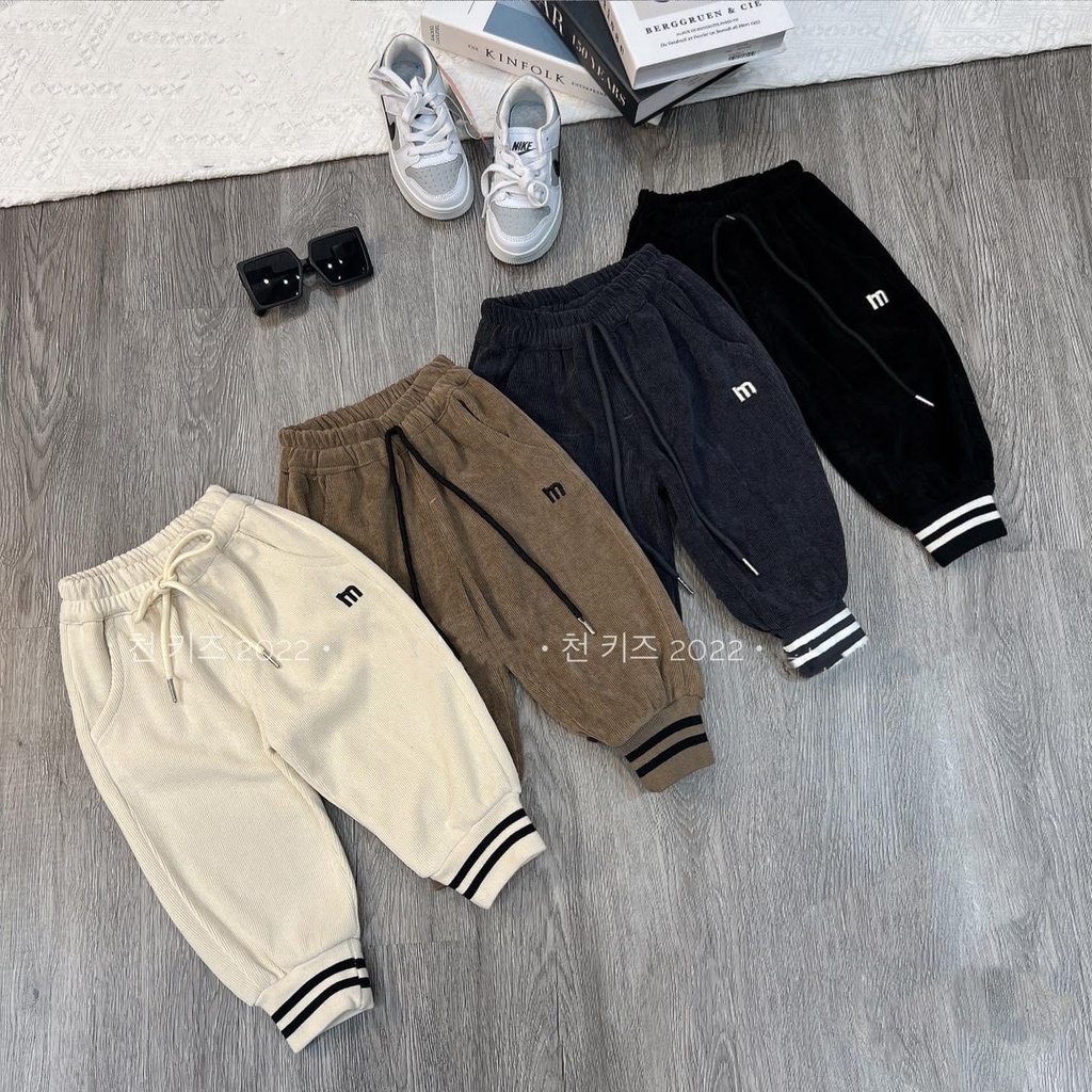 Quần Dài Nhung Tăm Cho Bé Trai, Quần Dài Bo Gấu Ống Đứng Kidbabyonline K163