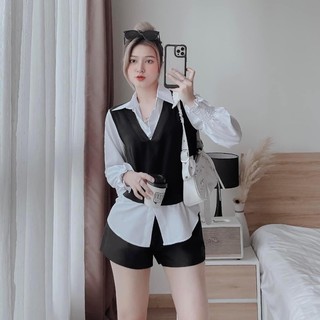 ANU206 - ÁO SƠ MI NỮ PHỐI GILE LIỀN 2M