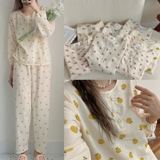 Bộ đồ pyjama cổ tròn Hàn Quốc