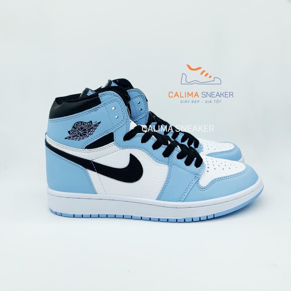 Giày Thể Thao Sneaker Jordan 1 High  Blue University, Giày JD1 Xanh Da Trời Cao Cổ Full BoxBill