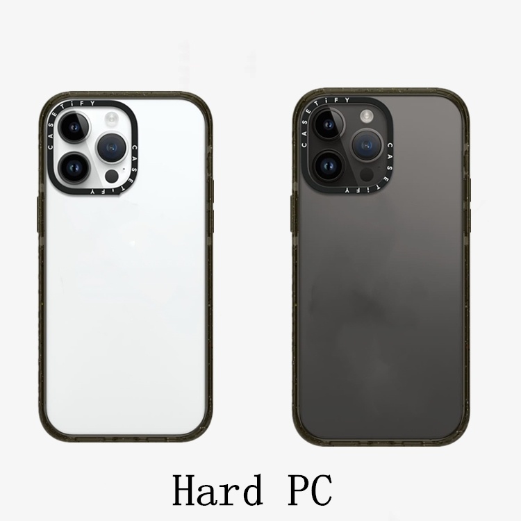 Ốp Điện Thoại Nhựa PC Cứng Trong Suốt Mạ Màu Đen CASETIFY Cho iPhone 14 14Pro 11 12 13 Pro Max