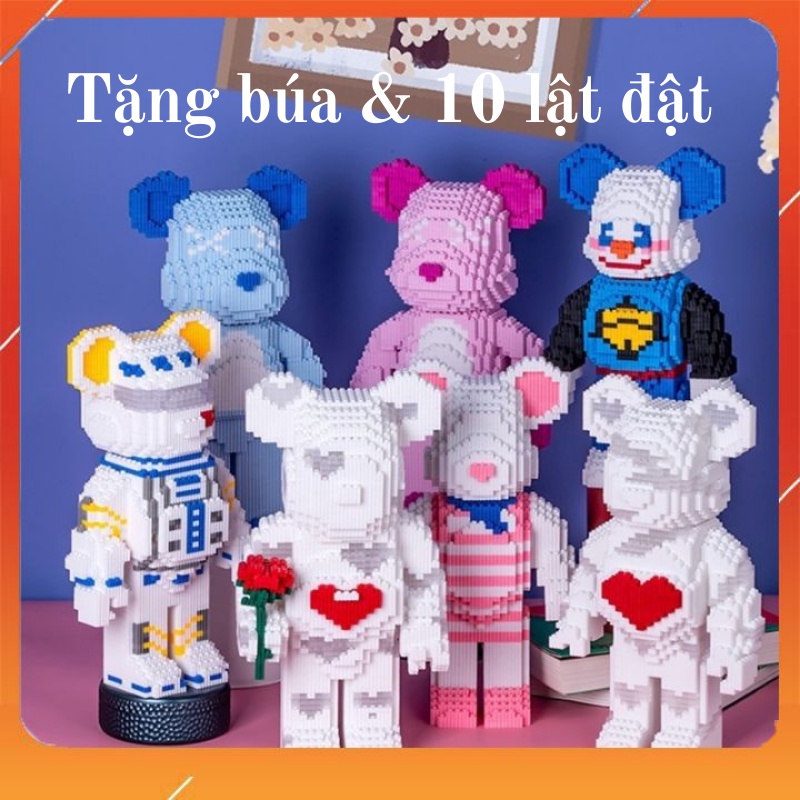 Lego bearbrick 32- 36cm nhiều mẫu TẶNG búa + 10 lật đật, quà tặng sinh nhật, mô hình lắp ráp gấu (Sản phẩm kèm hộp)