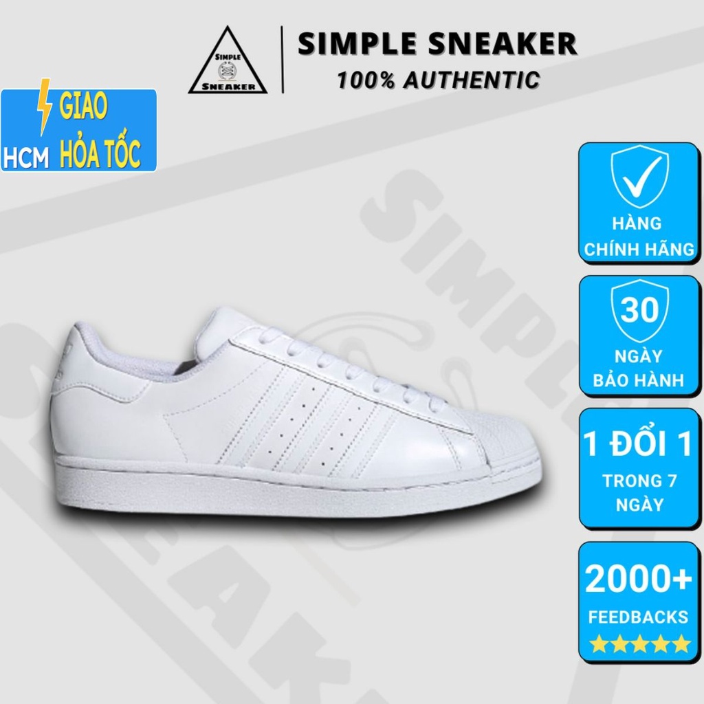 Giày Superstar Chính Hãng 💙FREESHIP💙 Adidas Super Star Trắng All White Chuẩn Auth- Giày Thể Thao Adidas - Simple Sneaker