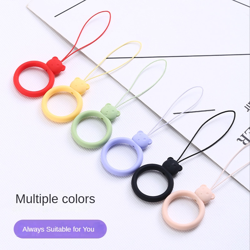 Dây Đeo Điện Thoại Có Vòng Xỏ Ngón Tay Chống Mất Trộm Chất Liệu Silicone Thiết Kế Nhiều Màu Sắc Đáng Yêu Tiện Lợi