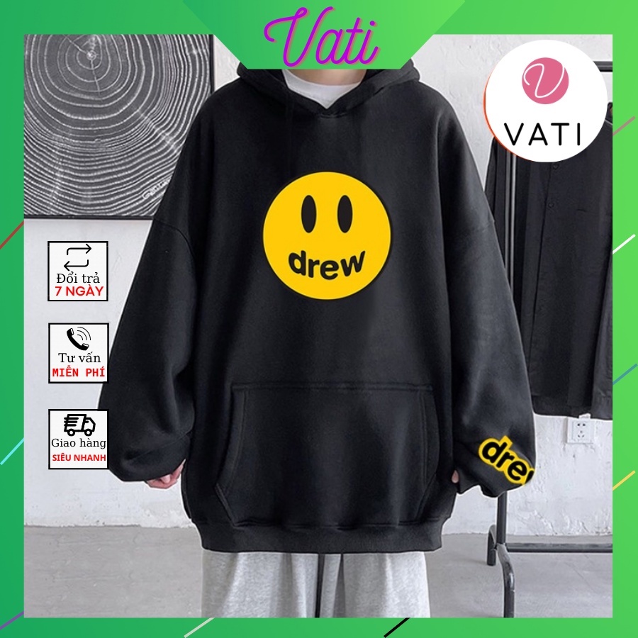 Áo nỉ Hoodie Drew mặt cười vati shop , áo nỉ bông hoodie unisex nam nữ