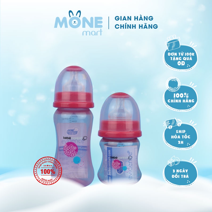 Bình sữa nhựa cổ rộng BebeConfort Evidence 140ML & 270ML