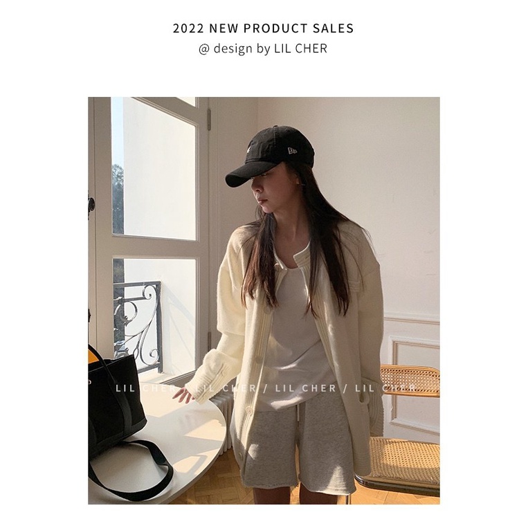 Áo khoác cardigan dệt kim dáng rộng phong cách Hàn Quốc thanh lịch thời trang dành cho nữ