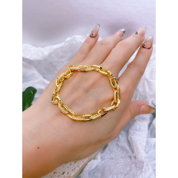 Lắc tay khối vuông gắn xoàn siêu đẹp LVX72