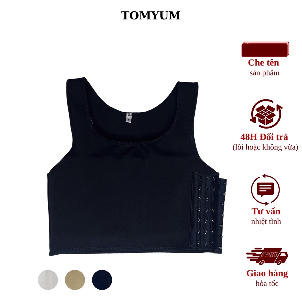 Áo Nịt Ngực Tomboy - Loại Ngắn Không Viền có móc gài hông Lót Mềm Dễ Chịu, Không Lộ Viền, chất liệu poly