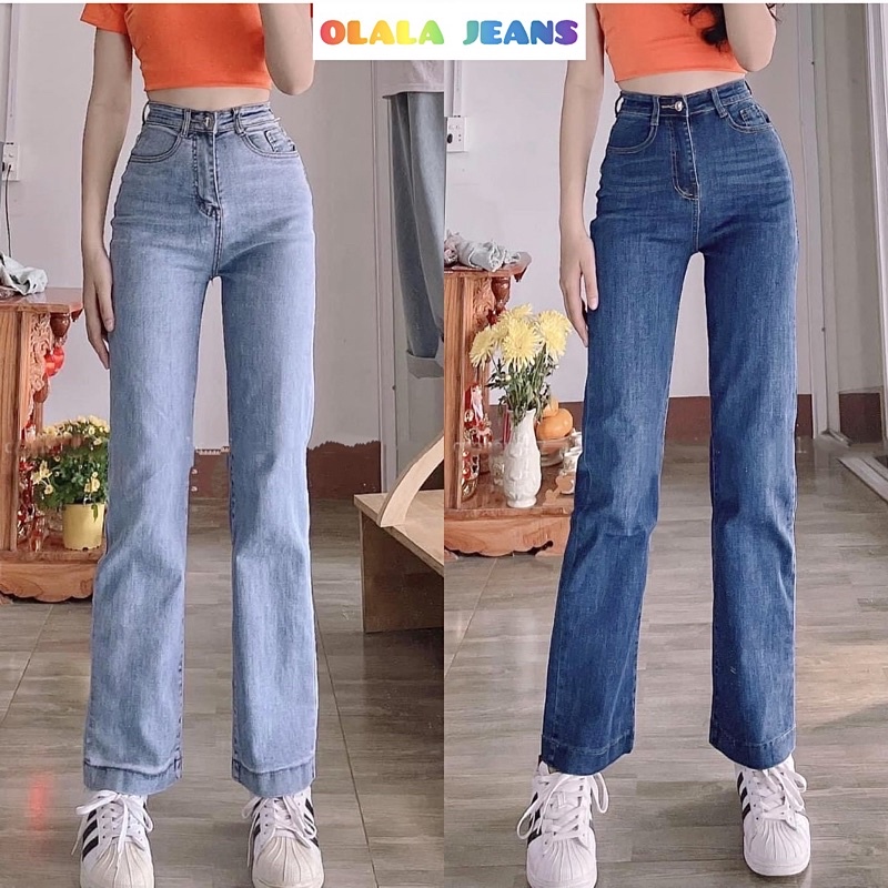 Quần Dài Jeans Nữ BASIC Ống Đứng Nữ Cạp Cao Chất Vãi Co Giãn Mềm Mại Cao Cấp