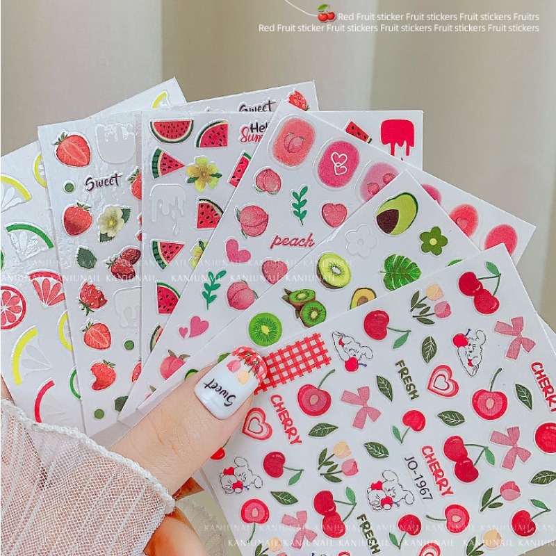 Miếng Dán Trang Trí Móng Tay Chống Thấm Nước Họa Tiết Trái Cây Xinh Xắn