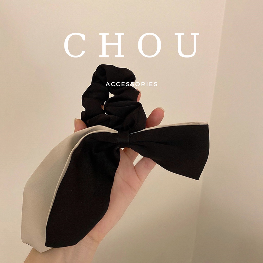 Dây Buộc Tóc Nơ Đen Phối Be | CHOU ACCESSORIES |