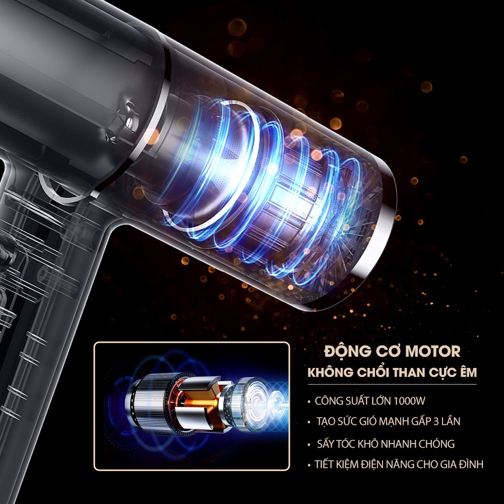 Máy sấy tóc mini công suất lớn 1200W tạo kiểu tóc chuyên nghiệp 2 chiều nóng lạnh V02 Nhìn như búa ấy.