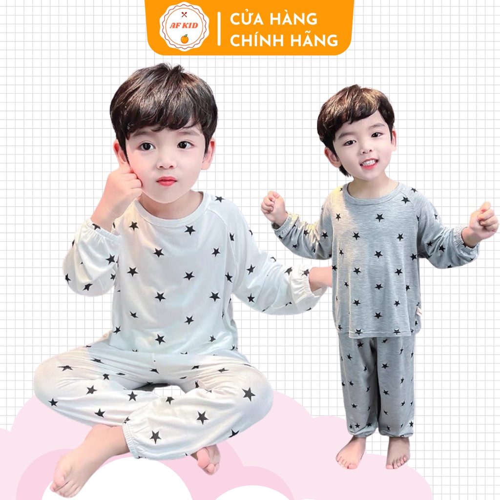 Bộ quần áo trẻ em dài tay AFKID Ngôi sao cho bé trai bé gái, vải thun lạnh cao cấp siêu co giãn và mềm mịn 7-27kg