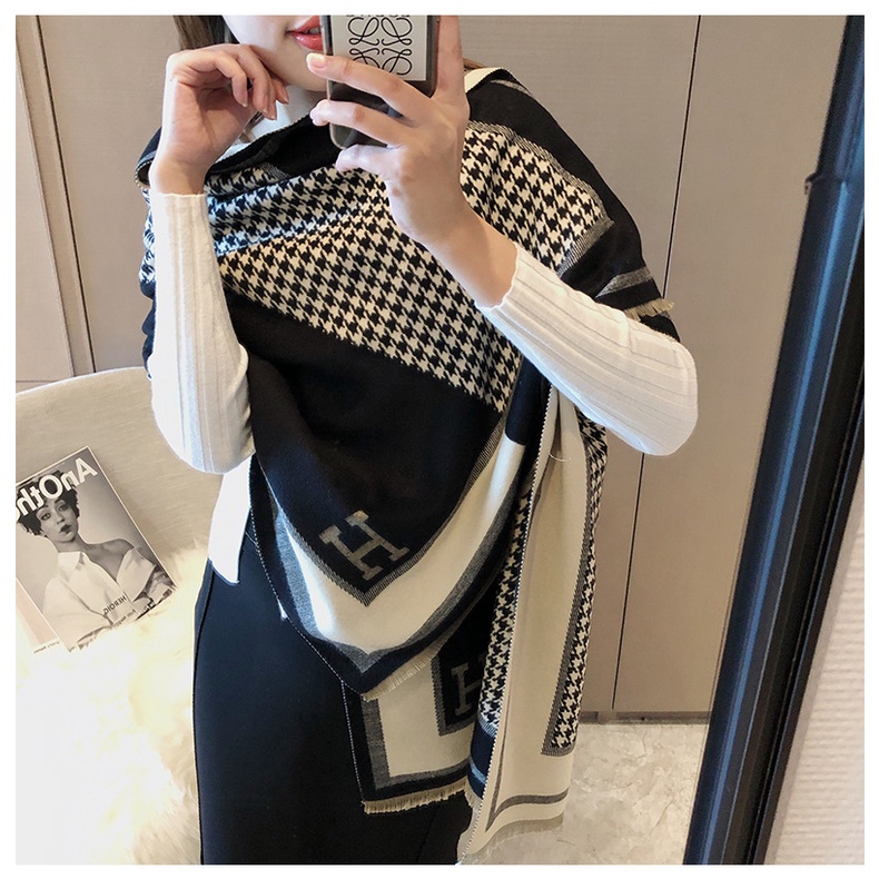 KH01 Khăn mùa đông chữ H cao cấp hàng loại 1 thời trang mẫu mới nhất 2023 190*65