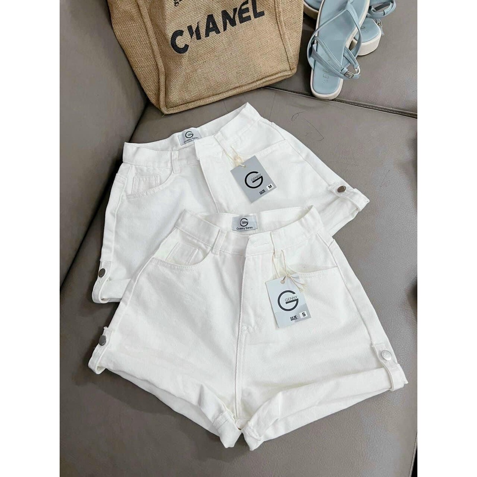 Quần sọt jean nữ mẫu trơn lât lai có 2 Màu