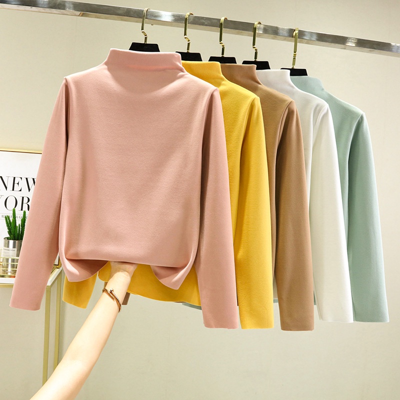 Áo Lót Nhung Hai Mặt Cổ Cao Ôm Dáng Thời Trang Thu Đông Cho Nữ