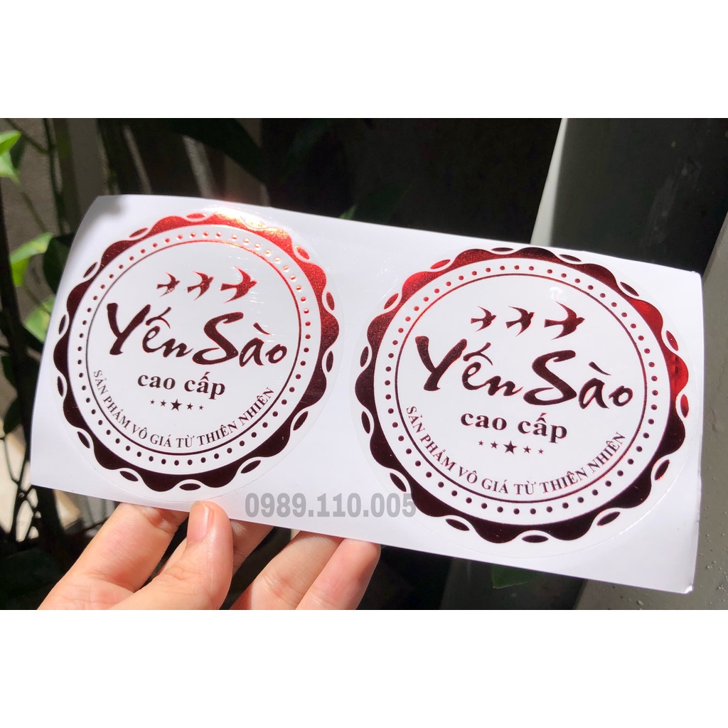 10 TEM DÁN HỘP ÉP KIM YẾN SÀO CAO CẤP 8.5CM