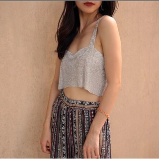 Áo croptop hai dây đính đá