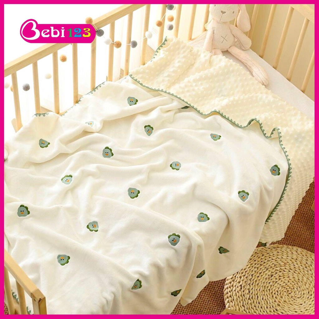 Chăn lông hạt đậu, mền bông Molli Bo Viền Hình Thêu Cao Cấp siêu mịn cho bé 100x120cm