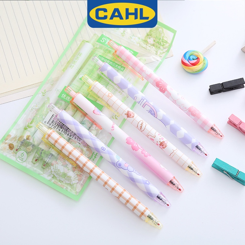 Set 6 Bút Mực Gel Kiểu Dáng Đơn Giản Xinh Xắn