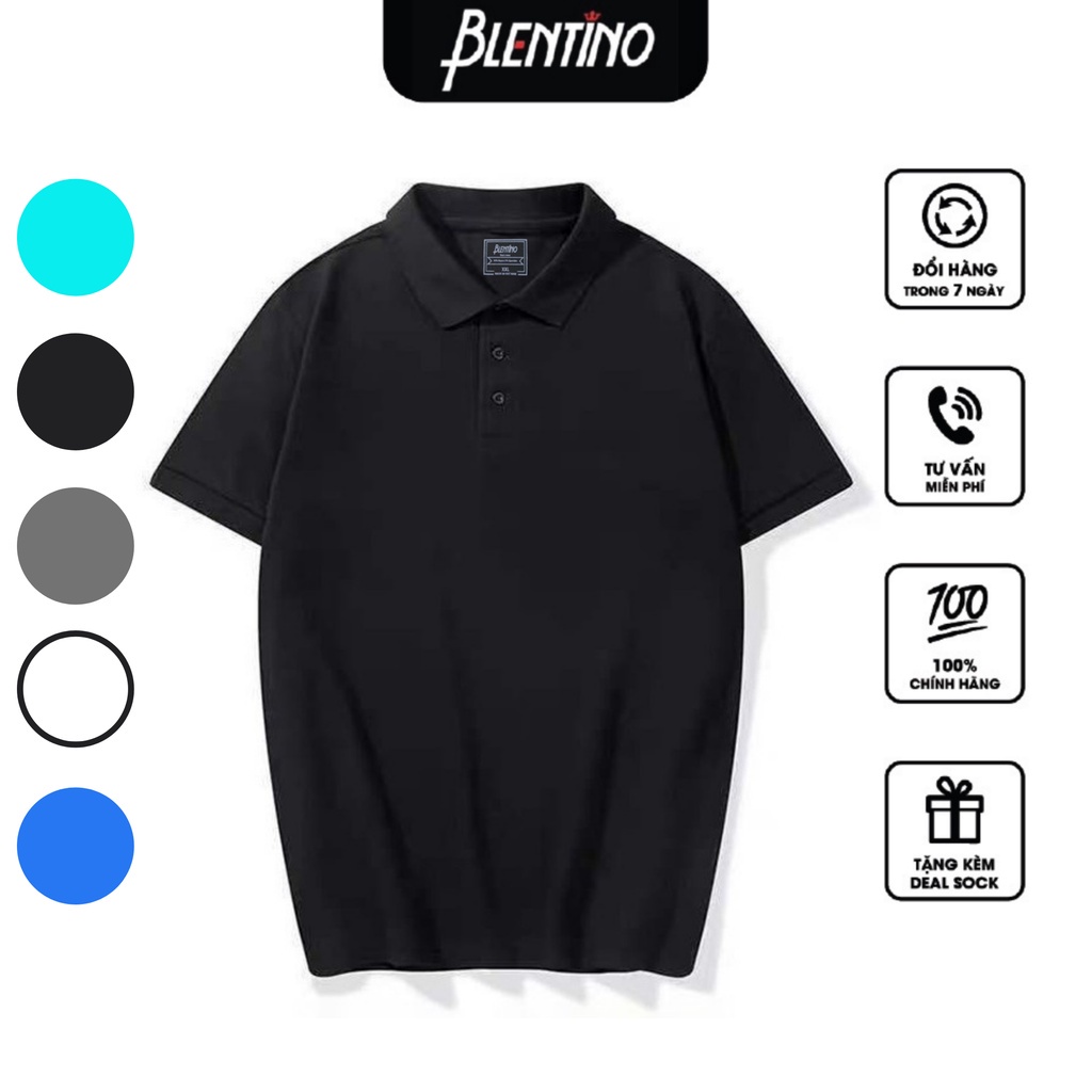 Áo Thun Nam Polo Trơn BLENTINO Tay Ngắn Có Cổ Vải Cotton Da Cá Mịn Màng, Co Giãn Thoải Mái, Thấm Hút Mồ Hôi BL-PL18 *