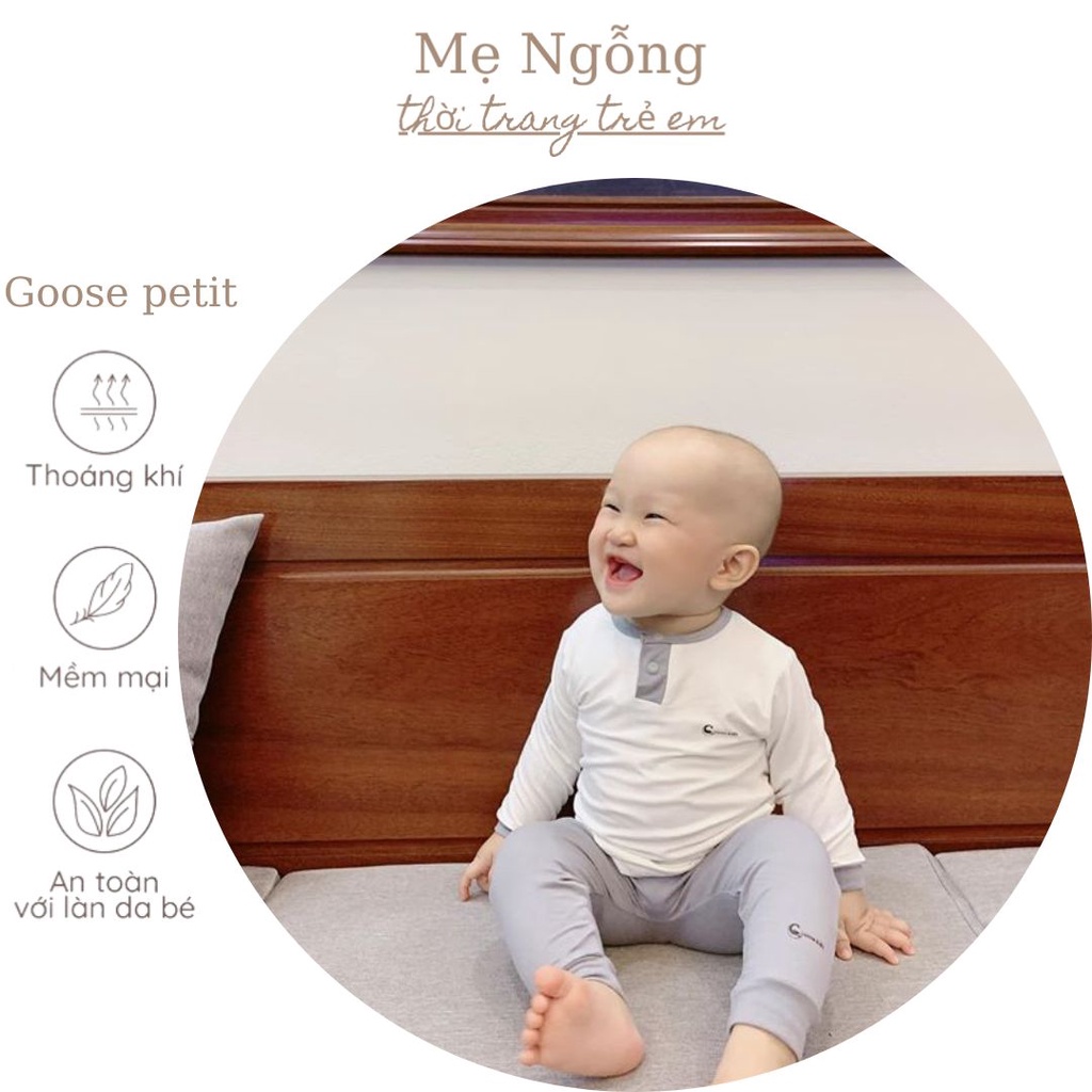 ⚡Goosekids chính hãng⚡ Đồ bộ dài tay thu đông cho bé trai bé gái, bộ dài nằm điều hòa chất petit thun lạnh mềm mịn