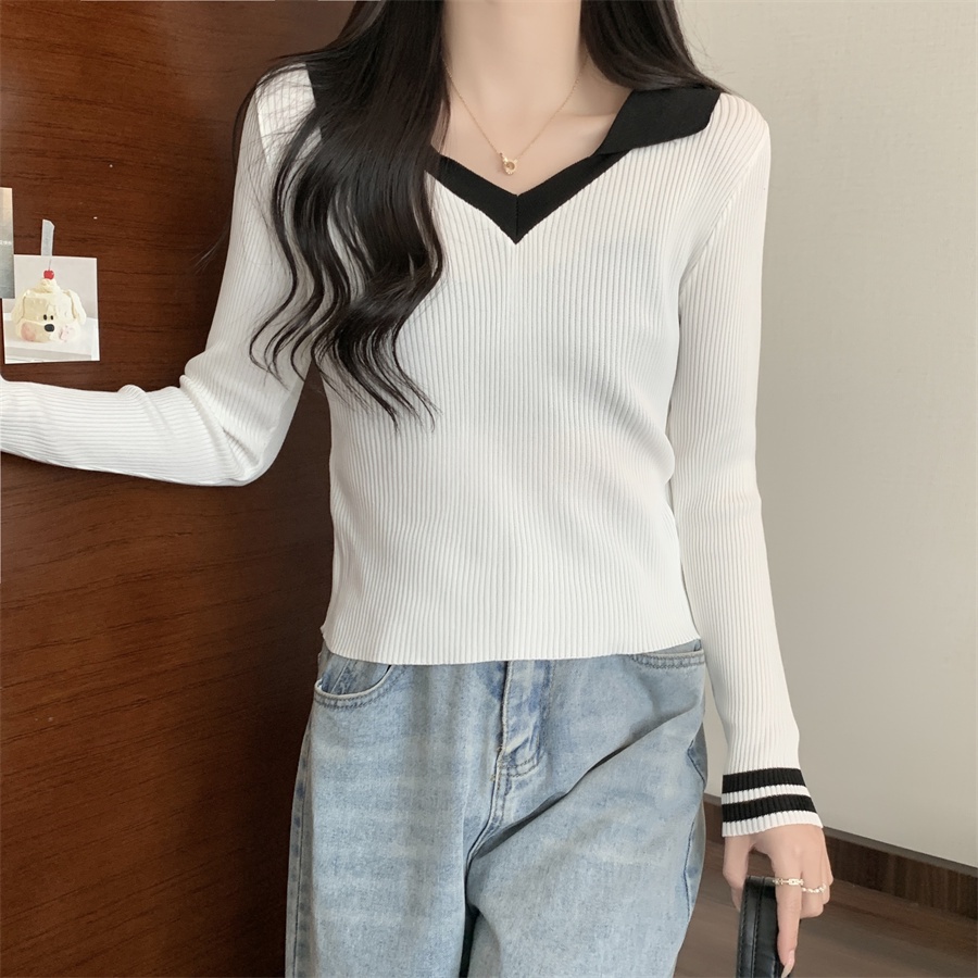 Áo Dệt Kim Tay Dài Cổ Polo Thiết Kế Mỏng Kiểu Dáng Mới Thời Trang Mùa Thu Dành Cho Nữ