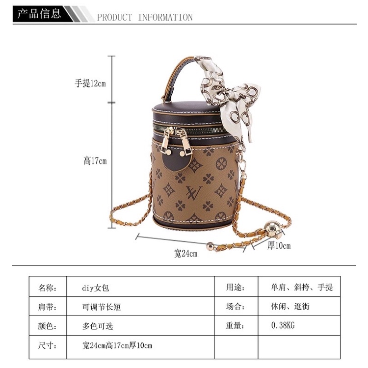 M44_Túi Da Tròn Hoạ Tiết DIY Tự May Handmade