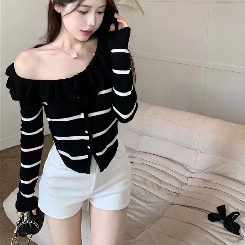 Áo sweater SUXI dệt kim tay dài màu trơn phong cách cổ điển dành cho nữ