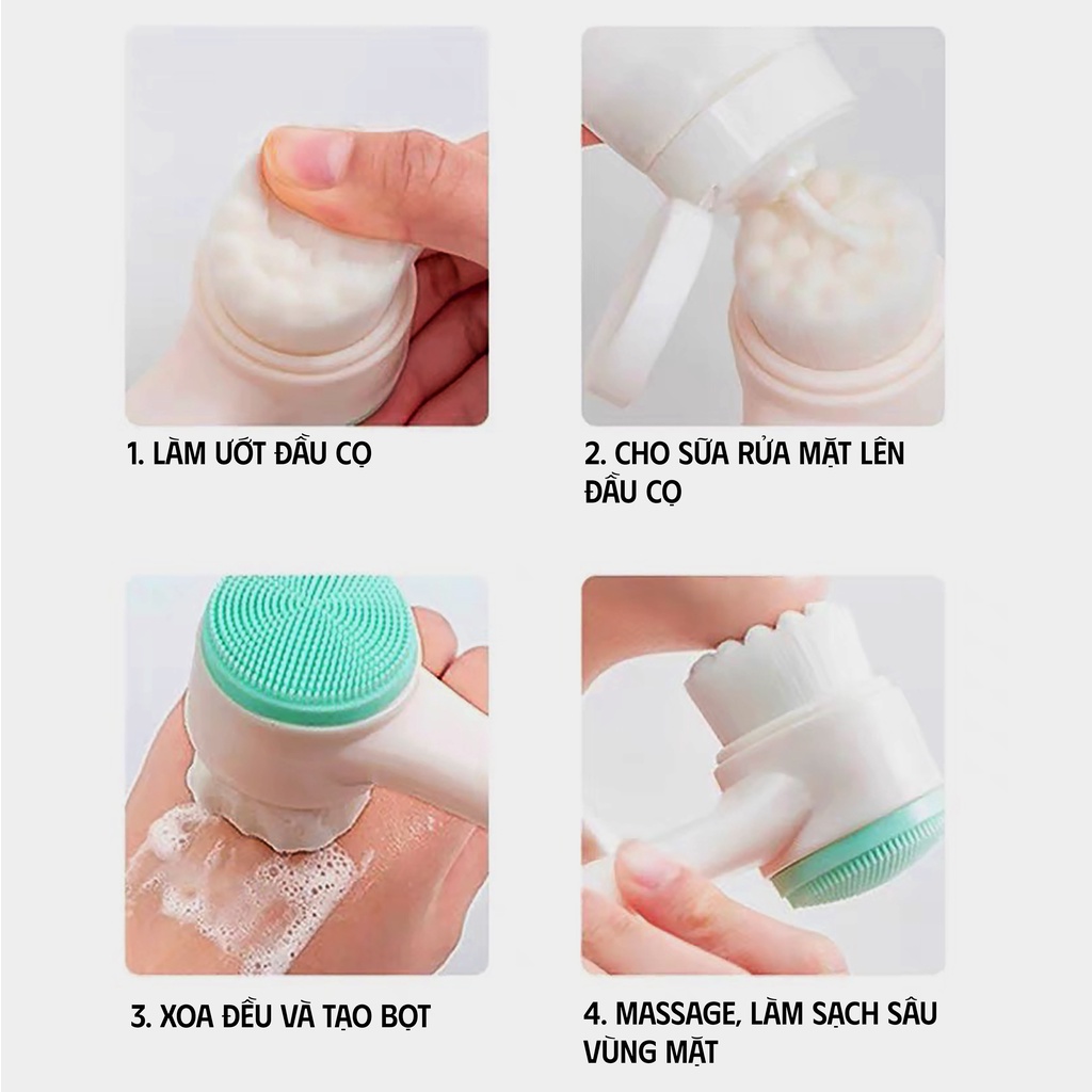 Cọ massage rửa mặt KOREA 2 đầu 3D gai silicon | BigBuy360 - bigbuy360.vn