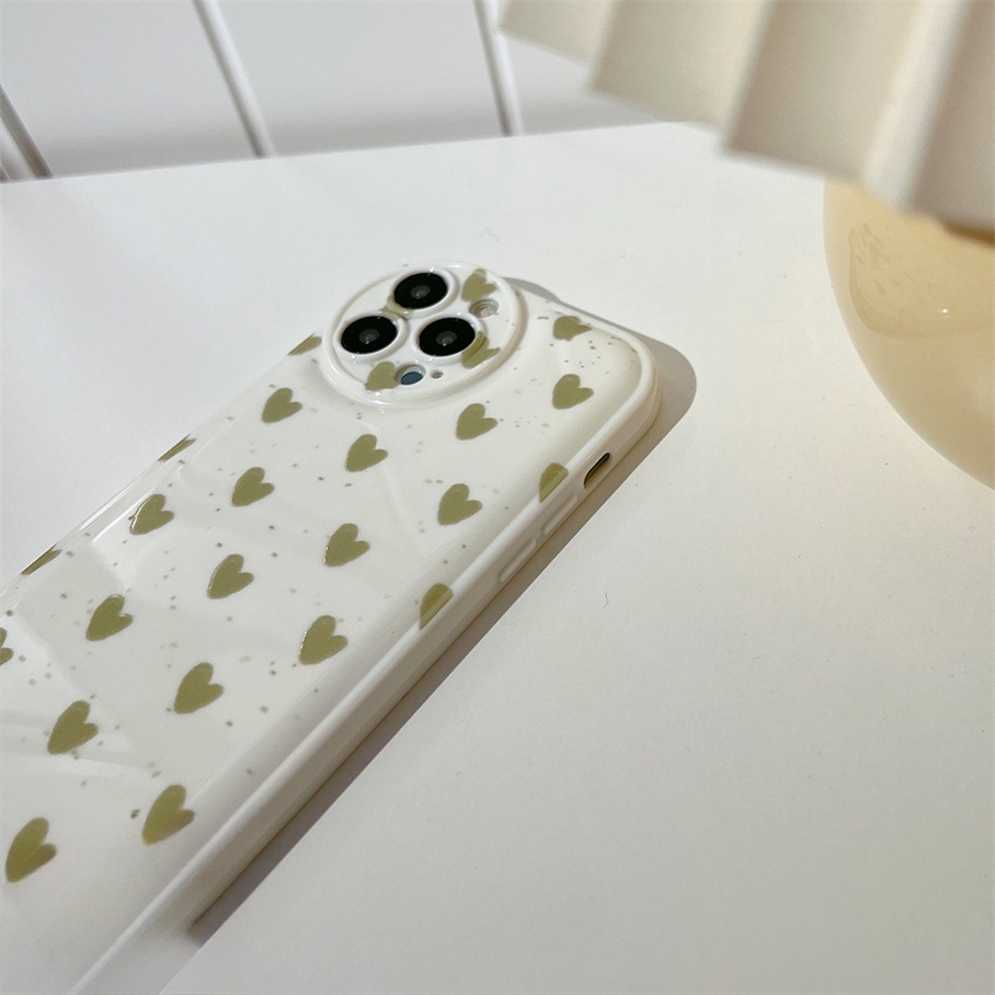 Ốp Điện Thoại Mềm Đệm Khí Hình Trái Tim Màu Xanh Lá iphone6 6splus 7 7plus 8 8plus XR x xs 12 11 pro max plus 13 promax-5007