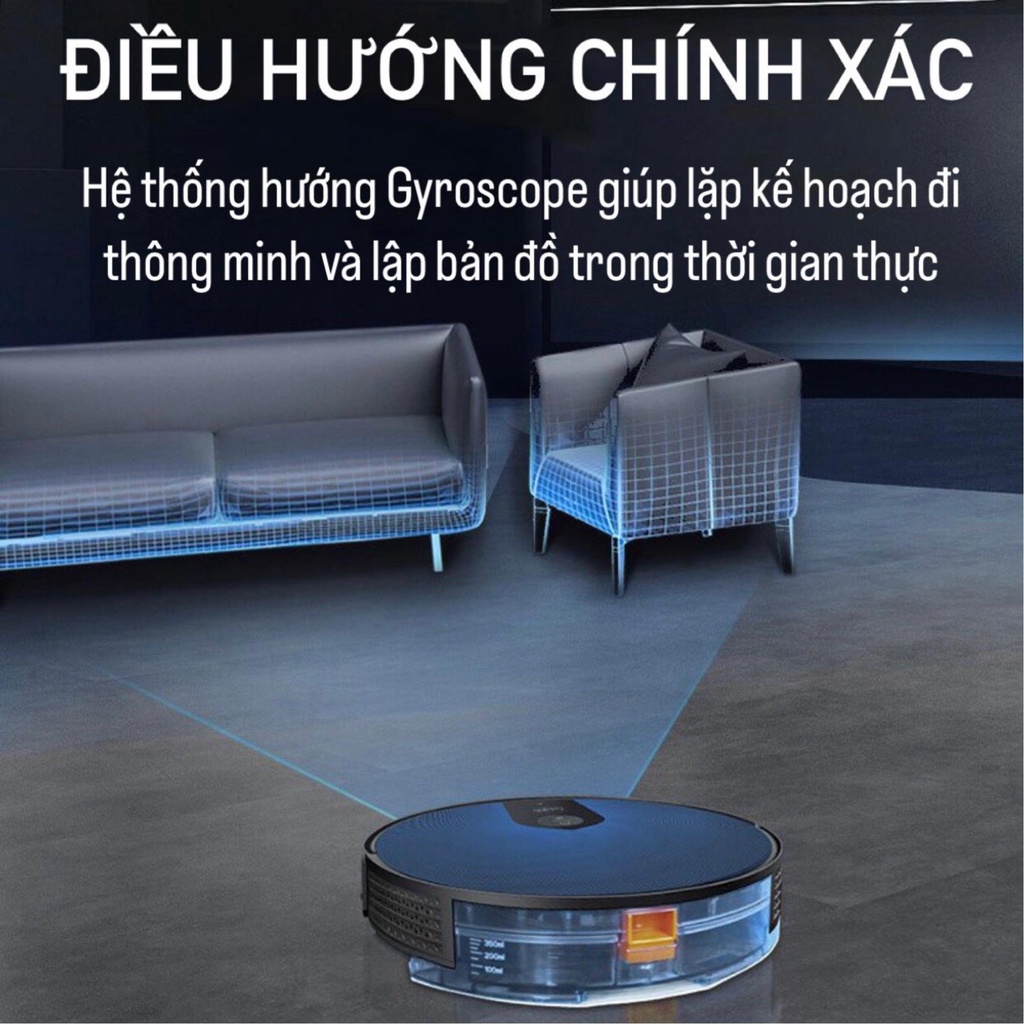 Robot hút bụi lau nhà KAW điều khiển bằng điện thoại, hút bụi tự động bảo hành 12 tháng