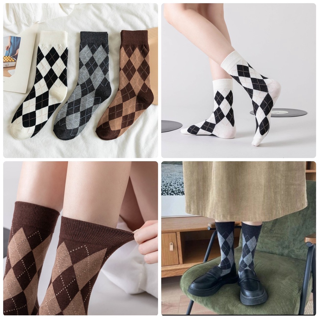 Tất cổ dài vớ cổ cao họa tiết phong cách Ulzzang cực cá tính - Tất chân bằng len siêu ấm mùa đông  Quà tặng xinh ý nghĩa