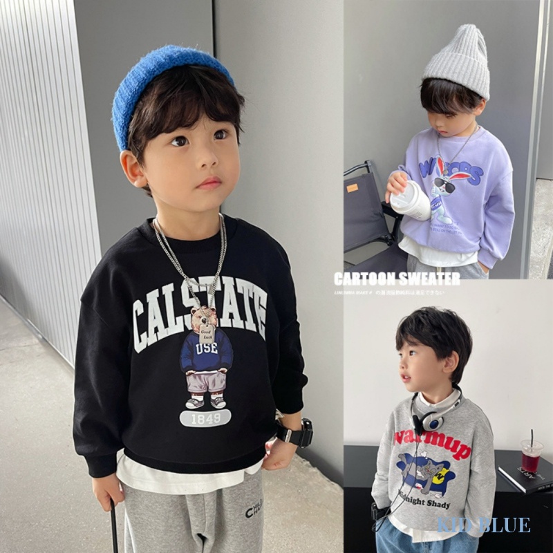 Áo Thun Sweater Tay Dài Thời Trang Thu Đông Cho Bé Trai