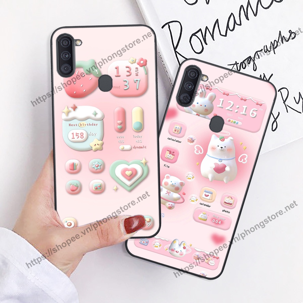 Ốp lưng Samsung A11 / M11 gấu trắng hoạt hình 3d cute, giá rẻ
