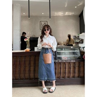 Chân váy jeans tua gấu