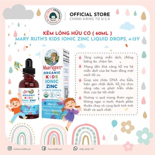 Kẽm lỏng hữu cơ Mary Ruth's Kids Ionic Zinc Liquid Drops, 4-13y