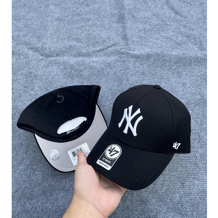 Nón MLB x 47 Brand Mỹ_Logo NY Black White