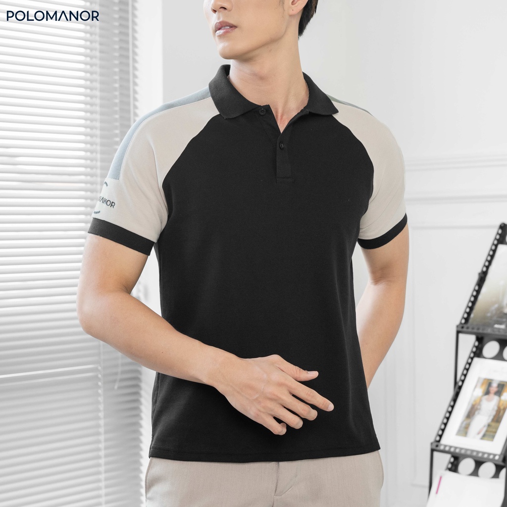 Áo Polo nam phối GONZA vải cá sấu cotton CMC, nam tính, thanh lịch, sang trọng - POLOMANOR